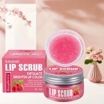 Raspberry Lip Scrub 30G Exfoliate & Brighten Lip Color Hyaluronic Acid Squalane Sugar Crystals Long-lasting Moisturization
