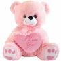 Pink Teddy Bear With I Love You Heart Pink 10 Inches