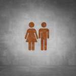 Toilet Male And Female Sign D08 - Rust - Powder Coated Aluminum