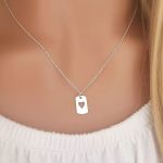 Elenore 925 Sterling Silver Heart Tag Necklace 7X12MM 45CM Chain