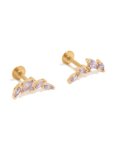 Goldair Gold Plated Surgical Steel Purple Cubic Zirconia Flat Back Crawler Studs