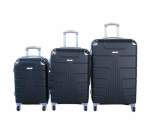 Smte Durable Abs Luggage Set Spinner Wheels And Built-in Locks Black 3-PIECE With Keychain