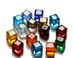 Multi Colored Glass Sqaure Beads With Middle Hole 10MM 10PCS