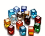 Multi Colored Glass Sqaure Beads With Middle Hole 10MM 10PCS