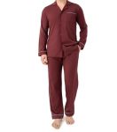 David Archy Mens Pajamas Set Soft Cotton Notched Collar Pajamas For Men Long Sleeve Mens Sleepwear With Pockets & Front Fly S Ma