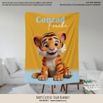 Personalised Fleece Blanket Happy Cutesie Tiger Blanket