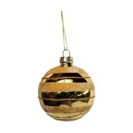 ABR220960-2 Glass Bauble 8CM Gold - With Stripes Shiny