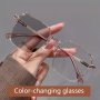 Photochromic Square For Women Men Casual Jelly Color Clear Lens Glasses Fashion Outdoor Sun Shades