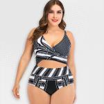 Women's Plus Size Black And White Fusion Swimwear - 3XL