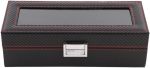 5-SLOT Carbon Fibre Pu Watch Box - Men's Jewellery Organizer