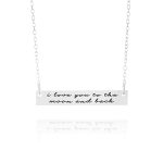 I Love You To The Moon And Back Necklace Love Necklace Gift For Her Gift For Wife Personalized Bar Necklace Love Script Necklace