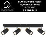Black & Wood Finish Adjustable Swivel Spotlight - 4 X 25W GU10