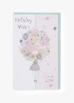 Female Birthday Girl With Big Bouquet Card