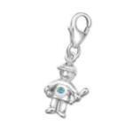B112-C10021 - 925 Sterling Silver Boy Charm Dangle - Boy With Blue Stone