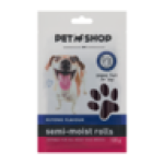 Biltong Flavour Semi-moist Dog Treat Rolls 120G