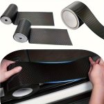 Carbon Fiber Car Door Sill Protector Sticker Anti-scratch Strip Film Kick Guard Pad - 1PC