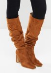 Riley Ruched Knee High Boot - Brown