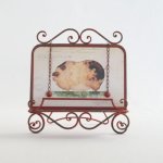 Red Metal Pig Plate Stand 36X33