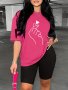 Hand Print Two Piece Set Short Sleeve T-shirt & Short Leggings Women's Clothing