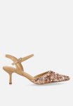 Plum Sparkle Slingback Heel - Gold