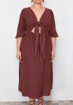 A-line Woven Dress - Brown