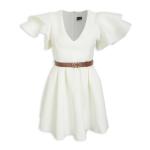 Ivory Scuba Belted MINI Dress