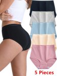 5PCS Solid Seamless Briefs Simple Comfy Breathable Stretchy Intimates Panties Women's Lingerie & Underwear
