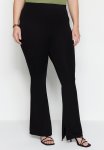 Plus Spanish Leg Slit Detail Trousers - Black