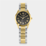 Mens Gold Plated Black Dial Bracelet Watch