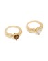 Goldair Gold Plated Cubic Zirconia Clear & Brown Puffy Rings 2-PACK - M/l