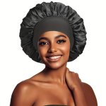 1PC Comfortable Satin Sleeping Cap For Women - Wide Elastic Band For Natural Long Curly Hair - Perfect For Salon Spa And Home Us