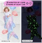 Zs - Kiddies Mermaid Glow Blanket - Blue Dino