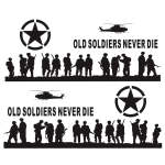 2 Pcs set D-84 Old Soldiers Pattern Car Modified Decorative Sticker Black