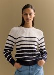 Mercerised Cotton Striped Cable Knit