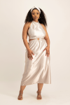 Siara Ombre Satin Midi Dress W Tie Back - Grey - L