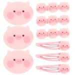 Kesyoo Cartoon Pink Pig Hairpins Cute Animal Barrettes Stylish Accessories Hair Decor No Slip 9PCS
