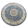 160 X 160CM Round Turkey Blue/pale Gold Machine Made Rug