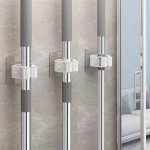 2PCS Easy-install Mop & Broom Holder - No-drill Wall-mounted Storage Rack For Kitchen And Bathroom