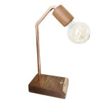 Wood Base Copper Table Lamp