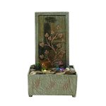 Nature's Mark 9.5" H Tree Branch Leaves Tabletop Water Fountain With Natural River Rocks And LED Lights Power Cord Attached