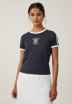 Cotton On Fitted Rib Graphic Longline Tee - Amour Sacre midnight Ink
