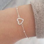 Shandre 925 Sterling Silver Cz Heart Bracelet Adjustable Size: Up To 18.8CM