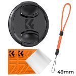 K&f Centre Pinch Lens Cap With Keeper Cable And Lens Cloths - K&f 49MM Centre Pinch Lens Cap With Keeper Cable And Lens Cloths