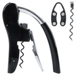 Kaycrown Stainless Steel Wine Bottle Opener Compact Vertical Lever Corkscrew With Foil Cutter And Extra Spiral Manual Handheld C