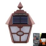 Solar Retro Hexagonal LED Wall Lamp Outdoor Light Sensor Control Landscape Light Brown