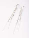 Silver Diamante Cup Chain Drop Earrings