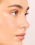 Surgical Steel Cubic Zirconia Hinged & Simple Nose Rings 2-PACK