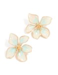 Goldair Gold Blue Painted Flower Stud Earrings
