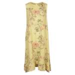 Wild Flower Print Linen Maxi Dress - Lemon S m