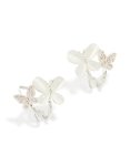 Silver Plated Cubic Zirconia Double Butterfly MINI Hoop Earrings